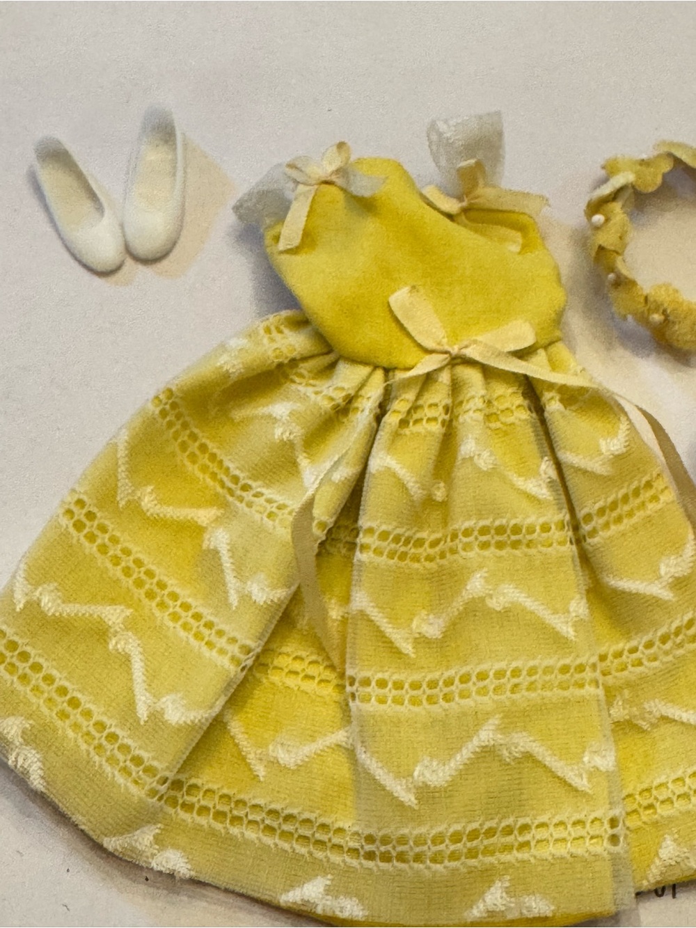 Vintage 1960’s Mattel Barbie Skipper #1904 “Flower Girl” yellow dress and flora